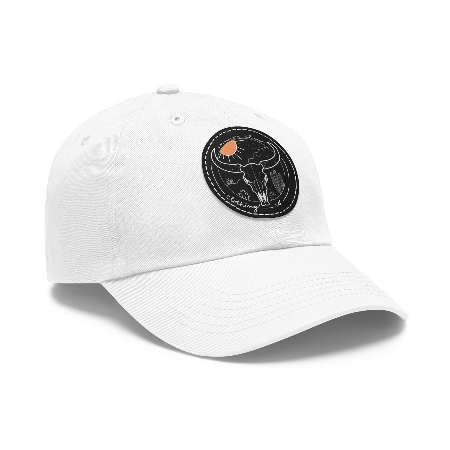 Longhorn Dad Hat with Leather Patch (Round)