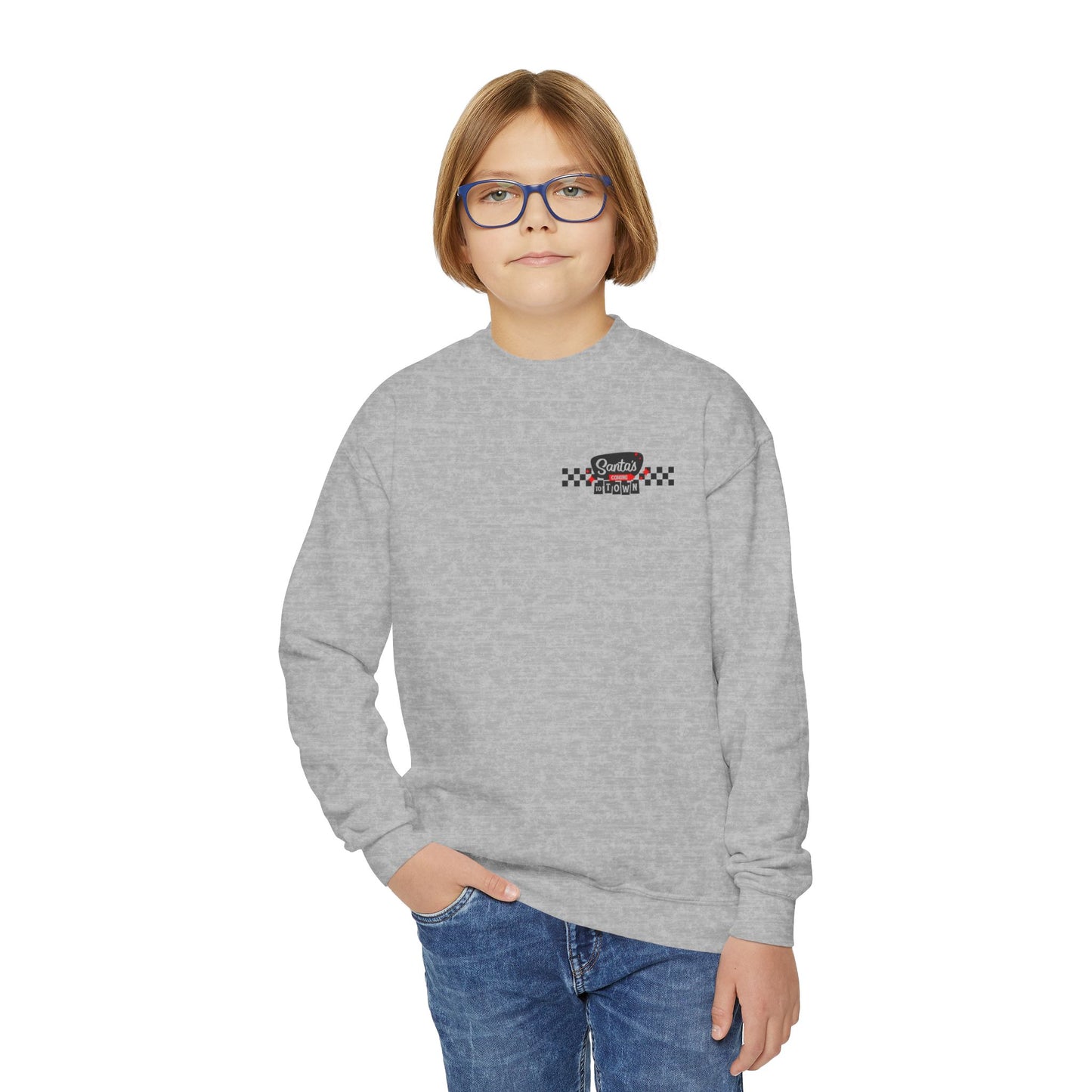 Santas coming to town Youth Crewneck Sweatshirt