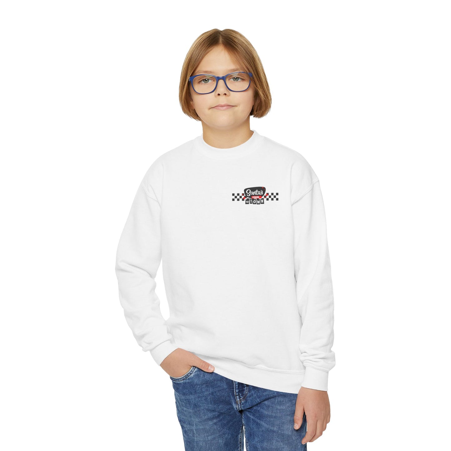 Santas coming to town Youth Crewneck Sweatshirt