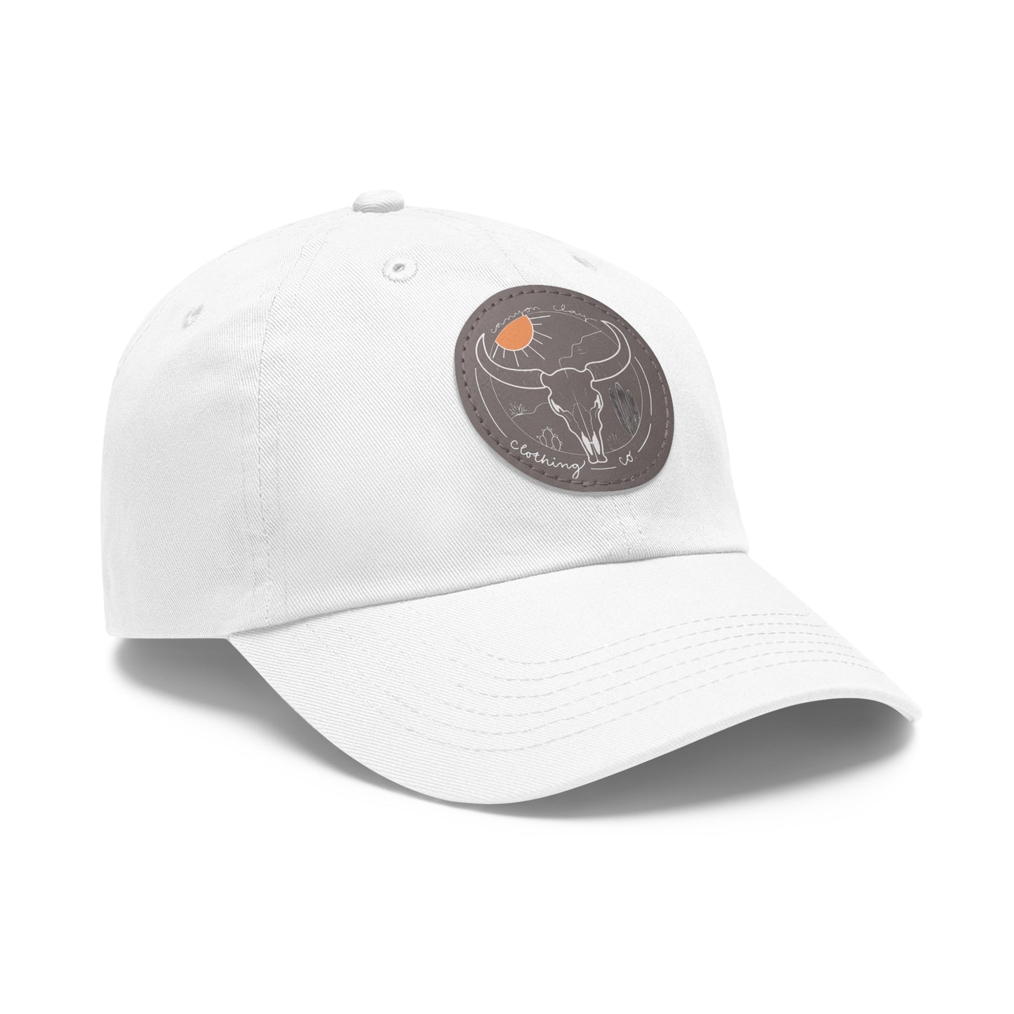 Longhorn Dad Hat with Leather Patch (Round)
