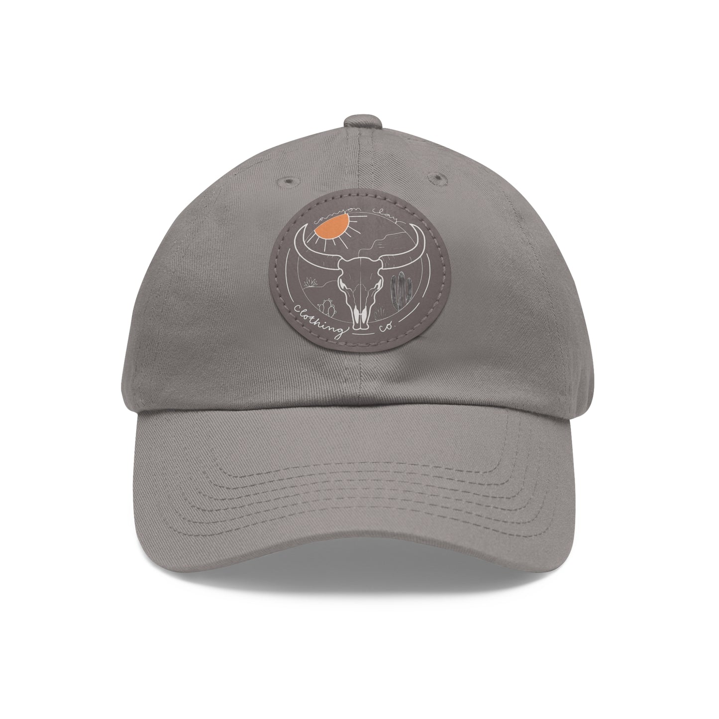 Longhorn Dad Hat with Leather Patch (Round)