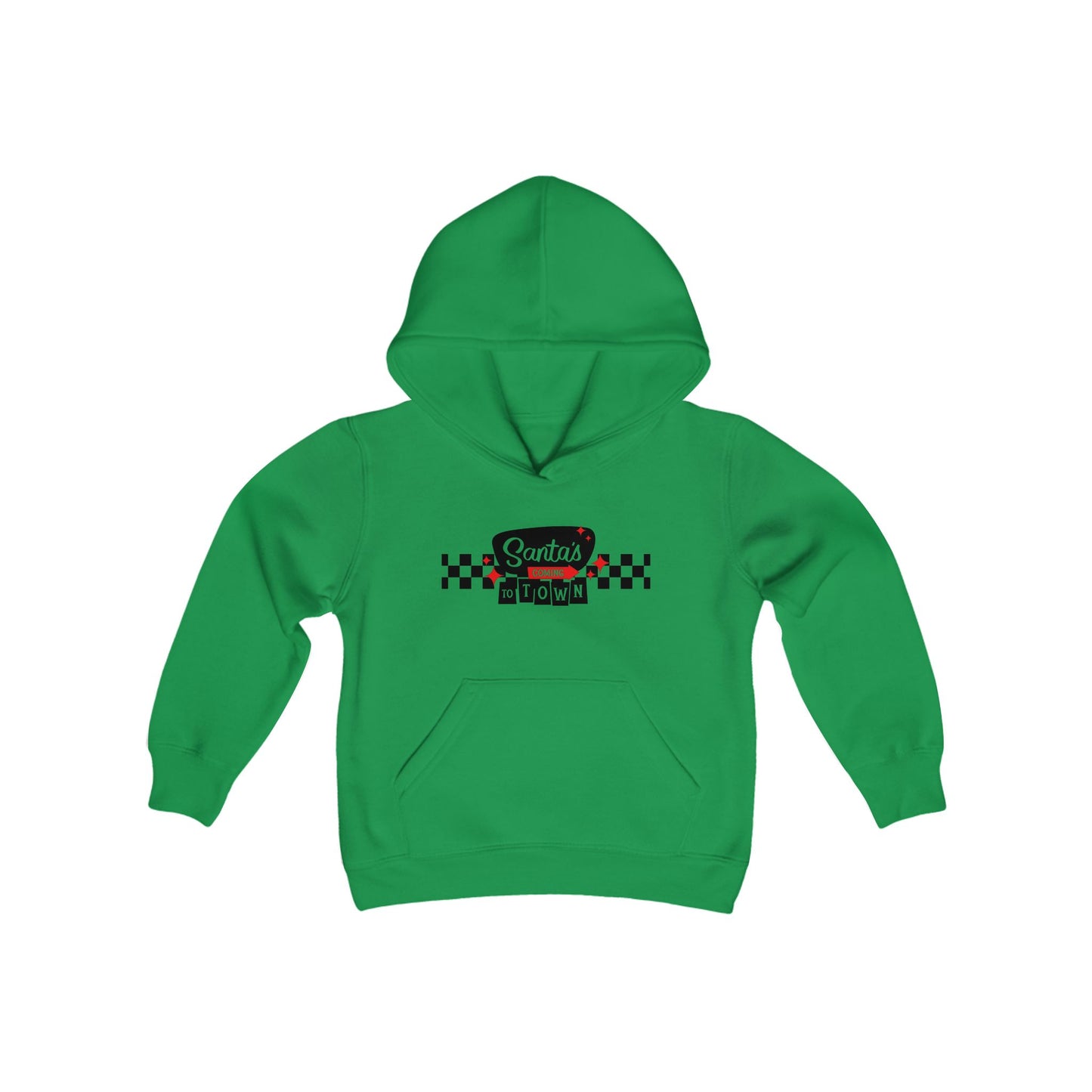Santas coming to town Youth Heavy Blend Hooded Sweatshirt