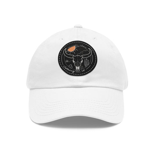 Longhorn Dad Hat with Leather Patch (Round)