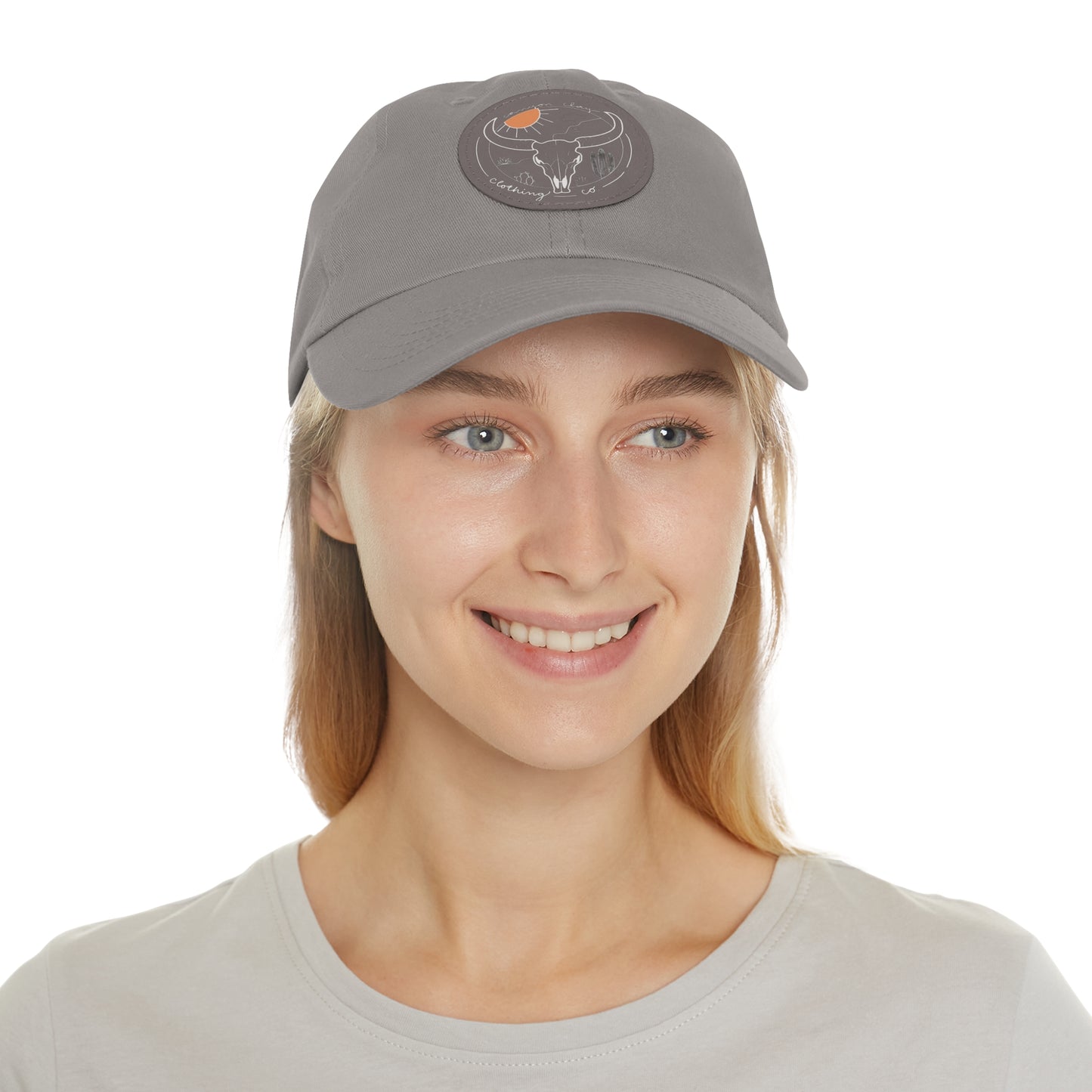 Longhorn Dad Hat with Leather Patch (Round)