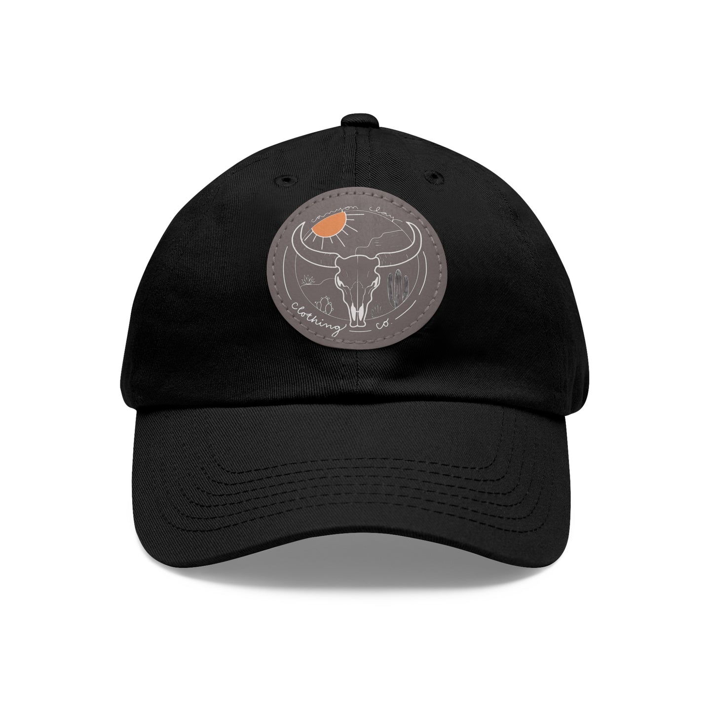 Longhorn Dad Hat with Leather Patch (Round)