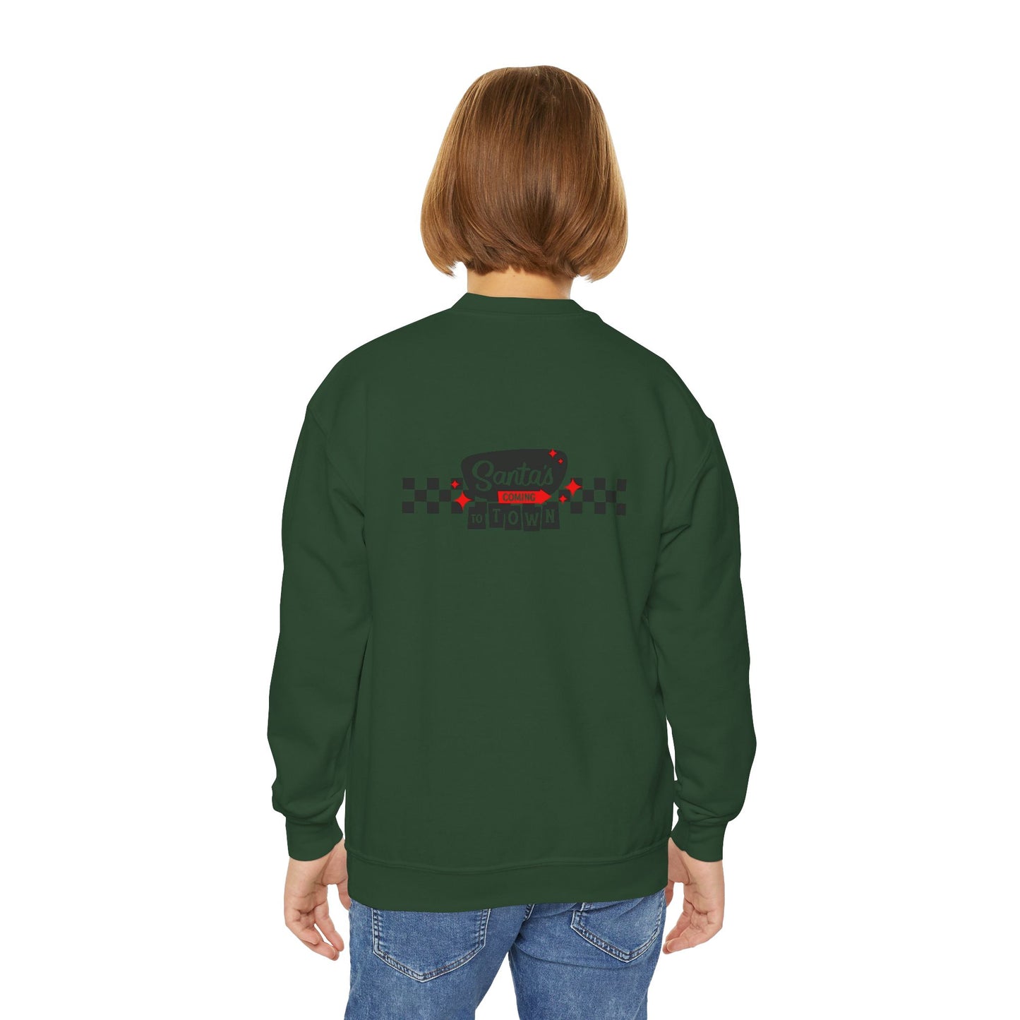 Santas coming to town Youth Crewneck Sweatshirt