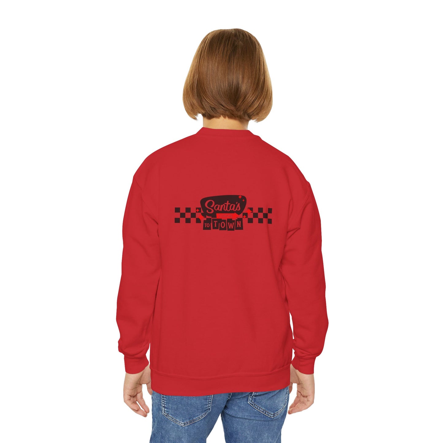 Santas coming to town Youth Crewneck Sweatshirt