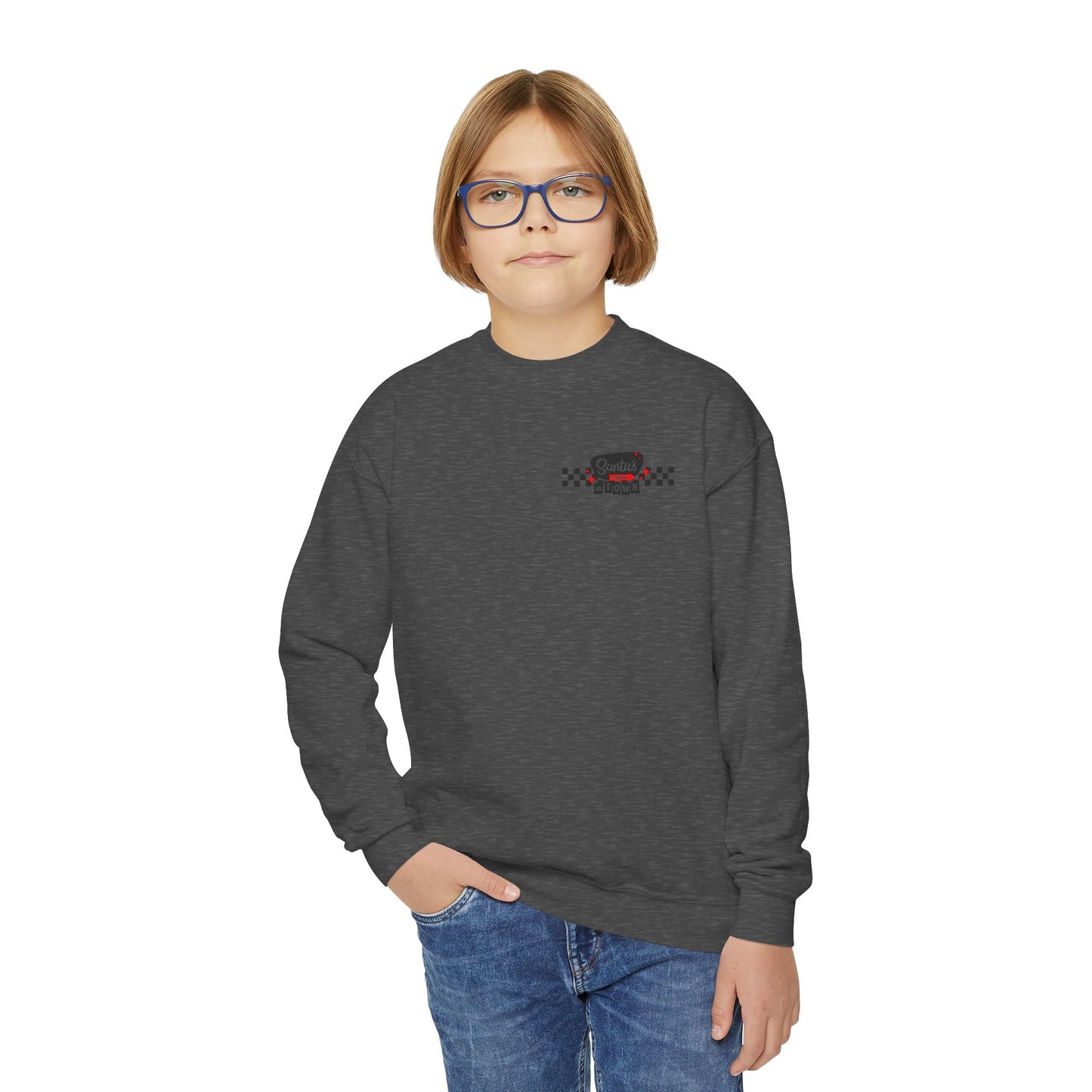 Santas coming to town Youth Crewneck Sweatshirt