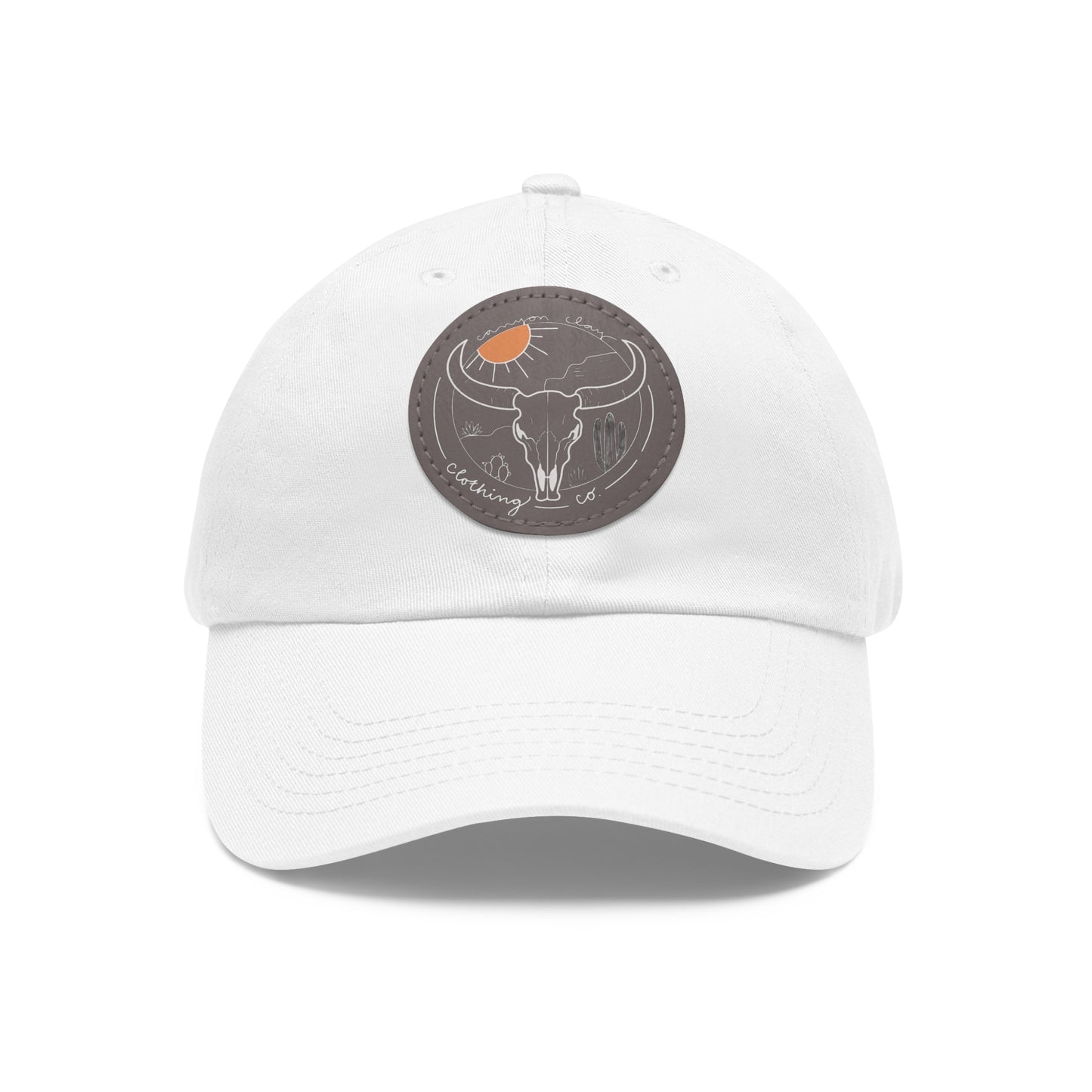 Longhorn Dad Hat with Leather Patch (Round)