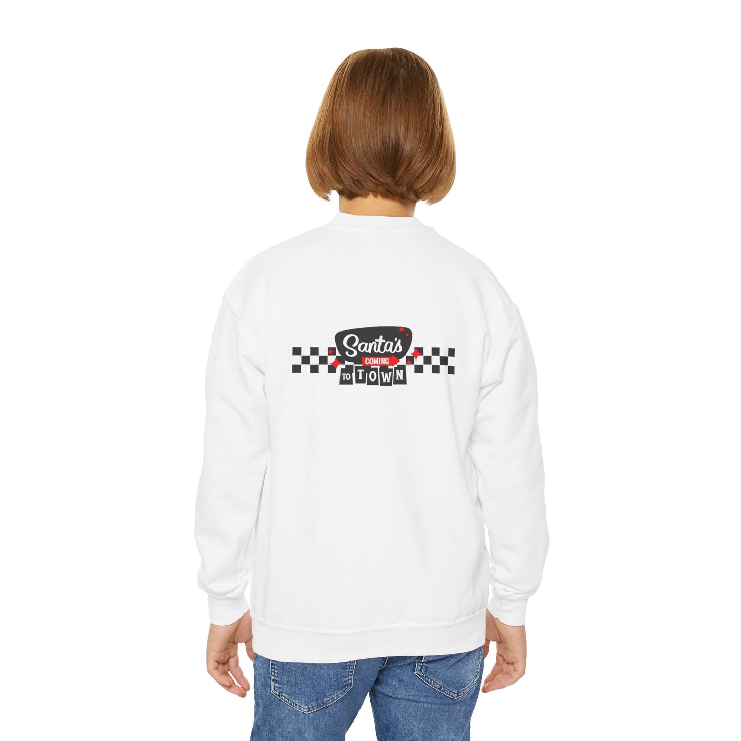 Santas coming to town Youth Crewneck Sweatshirt