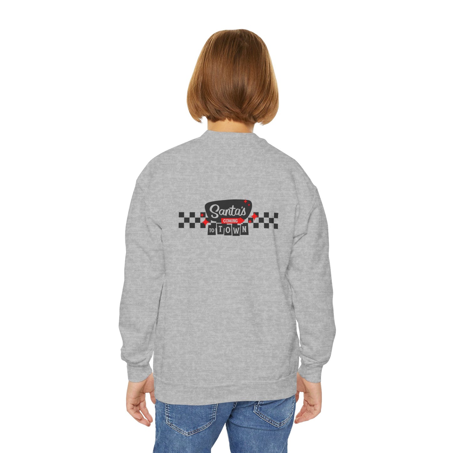 Santas coming to town Youth Crewneck Sweatshirt