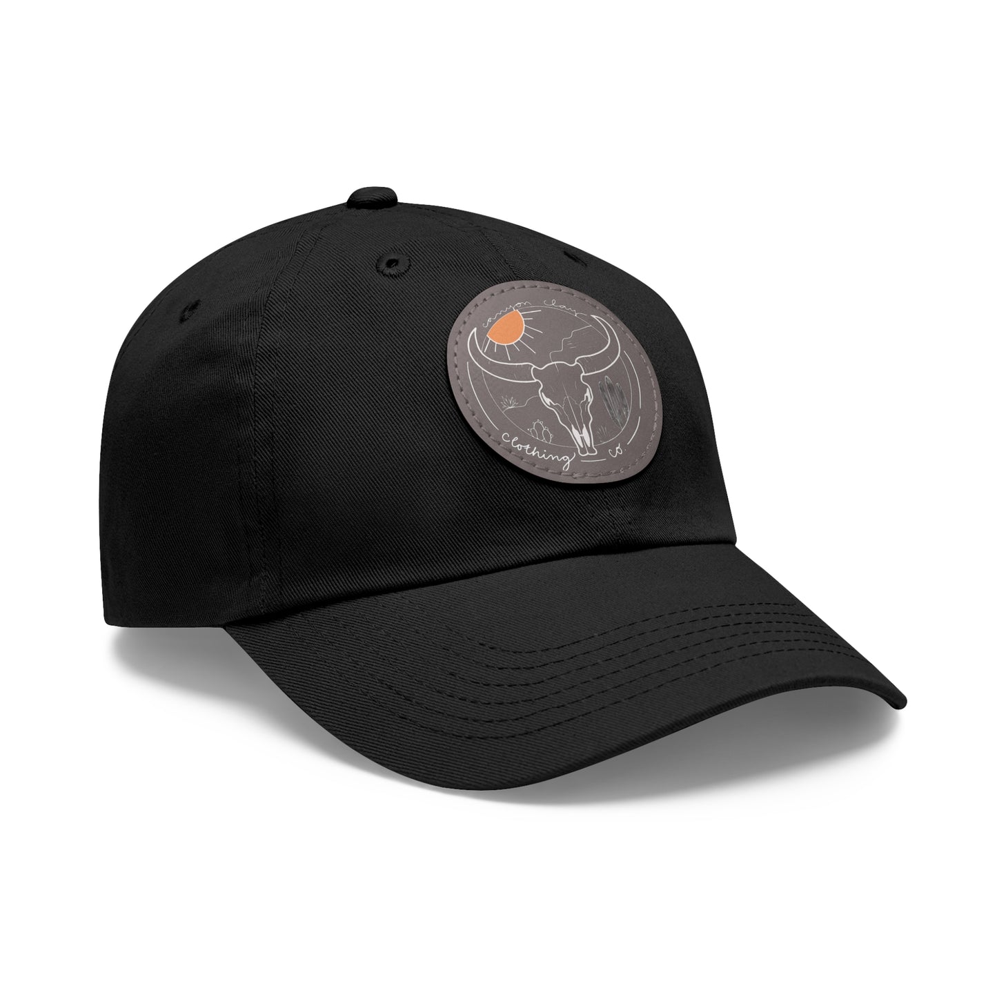 Longhorn Dad Hat with Leather Patch (Round)