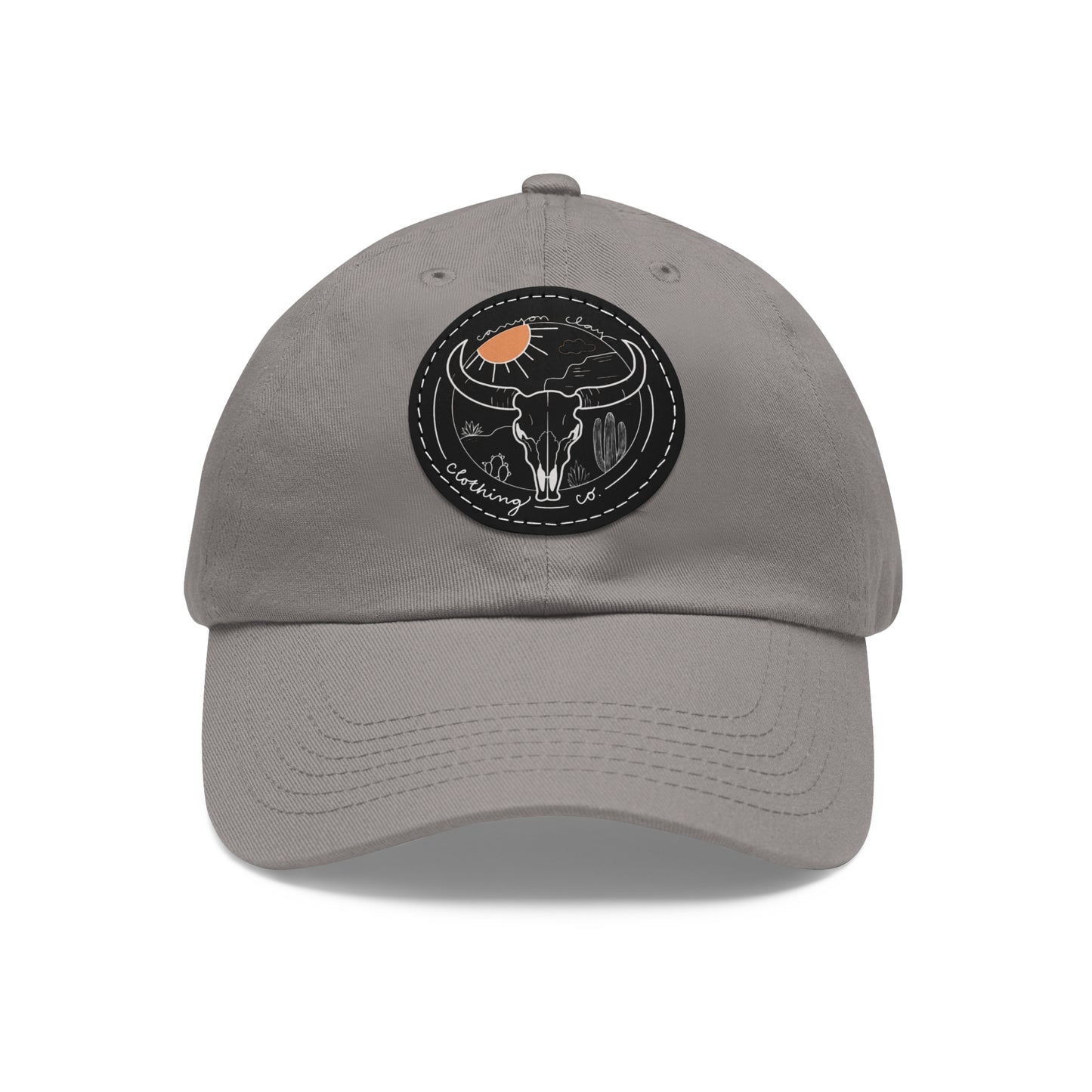Longhorn Dad Hat with Leather Patch (Round)