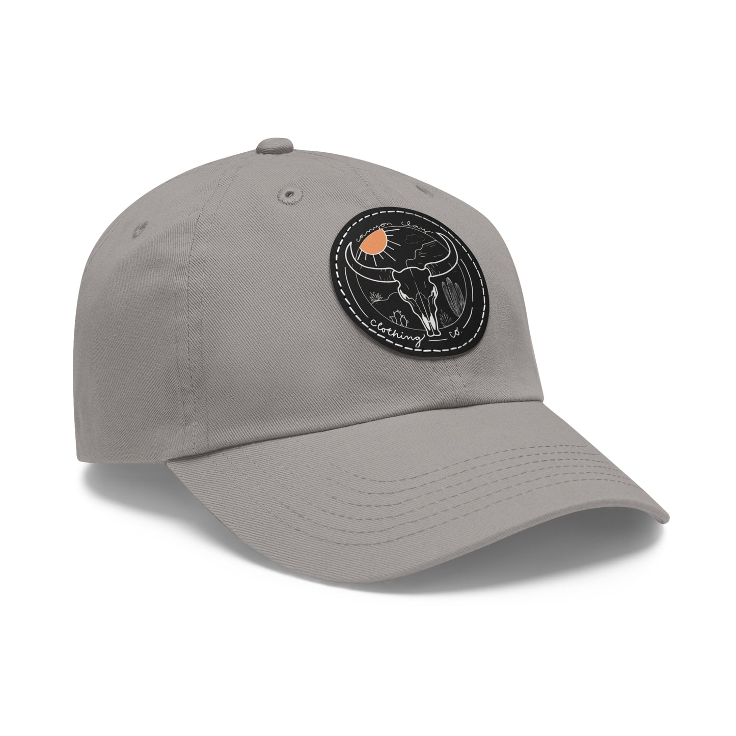 Longhorn Dad Hat with Leather Patch (Round)
