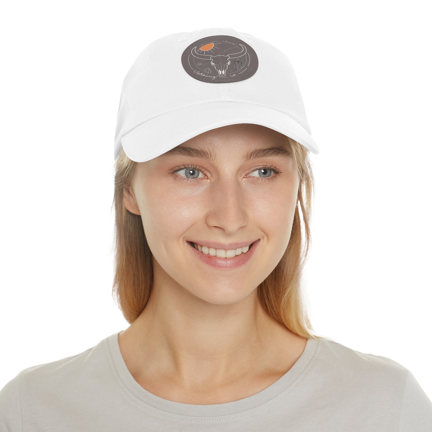 Longhorn Dad Hat with Leather Patch (Round)