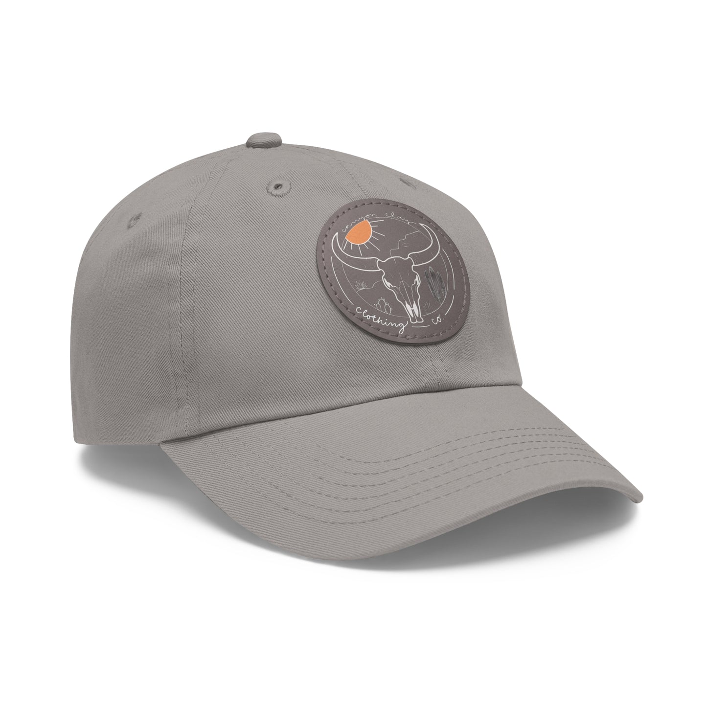 Longhorn Dad Hat with Leather Patch (Round)