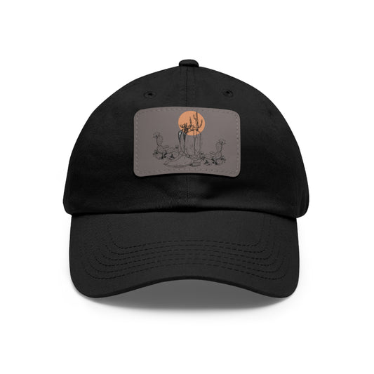 Deserted Dad Hat with Leather Patch (Rectangle)