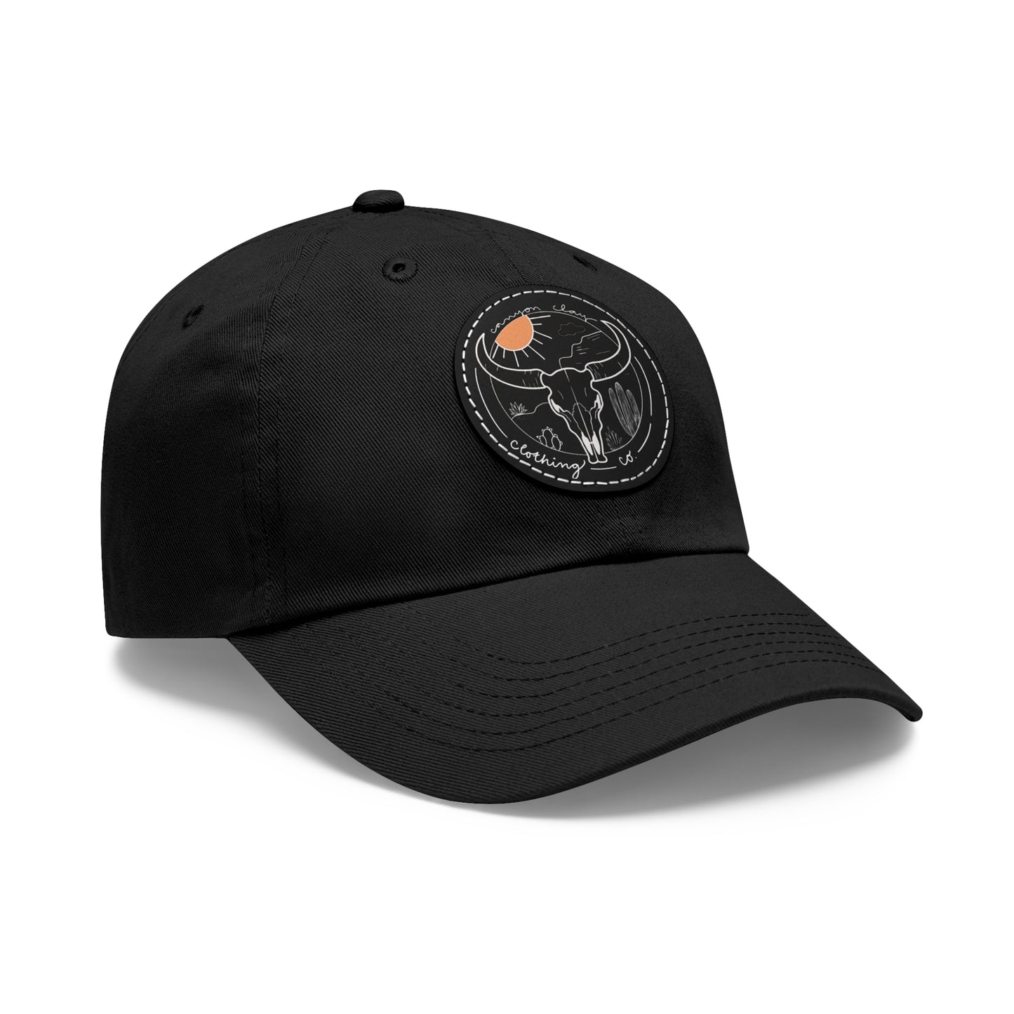Longhorn Dad Hat with Leather Patch (Round)