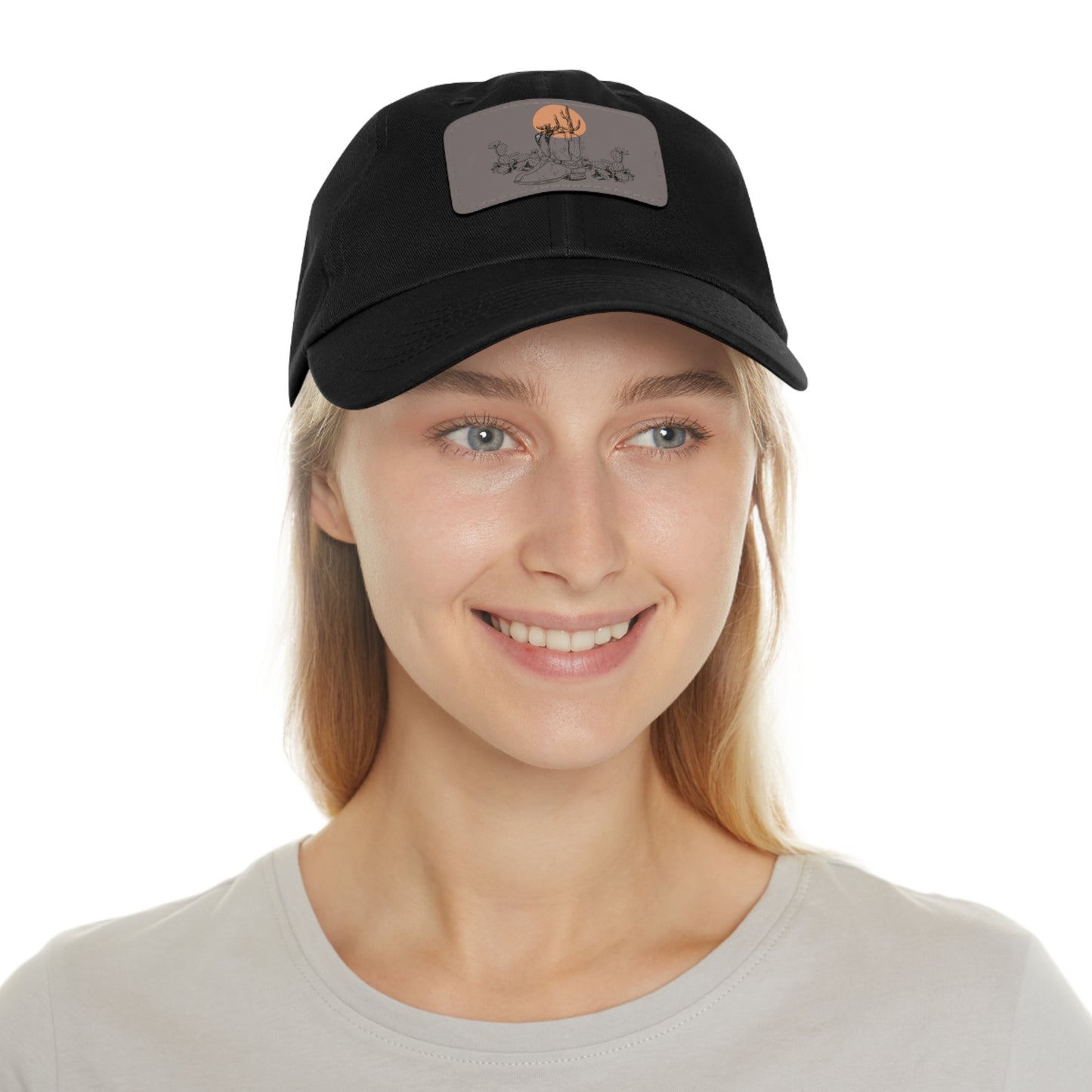Deserted Dad Hat with Leather Patch (Rectangle)