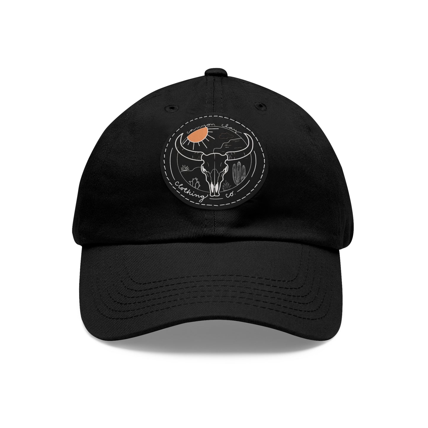 Longhorn Dad Hat with Leather Patch (Round)